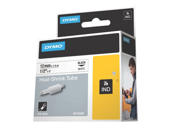 DYMO IND HEAT SHRINK BLACK/WHITE 1/2" X 5'