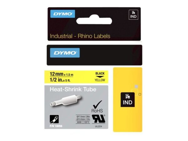 DYMO IND HEAT SHRINK BLACK/YELLOW 1/2" X 5'