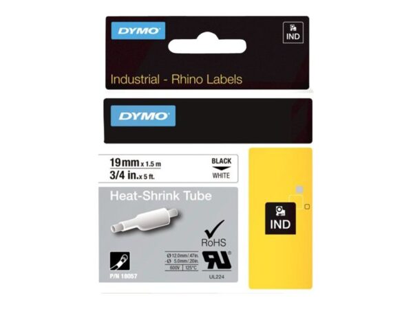 DYMO IND HEAT SHRINK BLACK/WHITE 3/4" X 5'