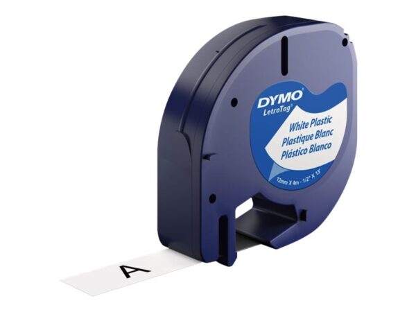 DYMO LT PLASTIC LABELS BLACK/WHITE 1/2"  X 13'