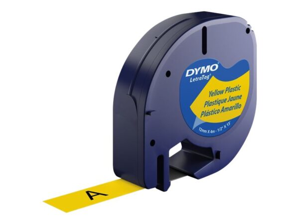 DYMO LT PLASTIC LABELS BLACK/YELLOW 1/2" X 13'